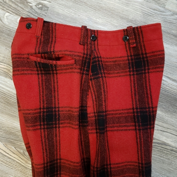 Vintage Wool Buffalo Plaid Hunting Pants Men 33x29 Red Lumberjack Outdoor Unisex - Picture 5 of 14